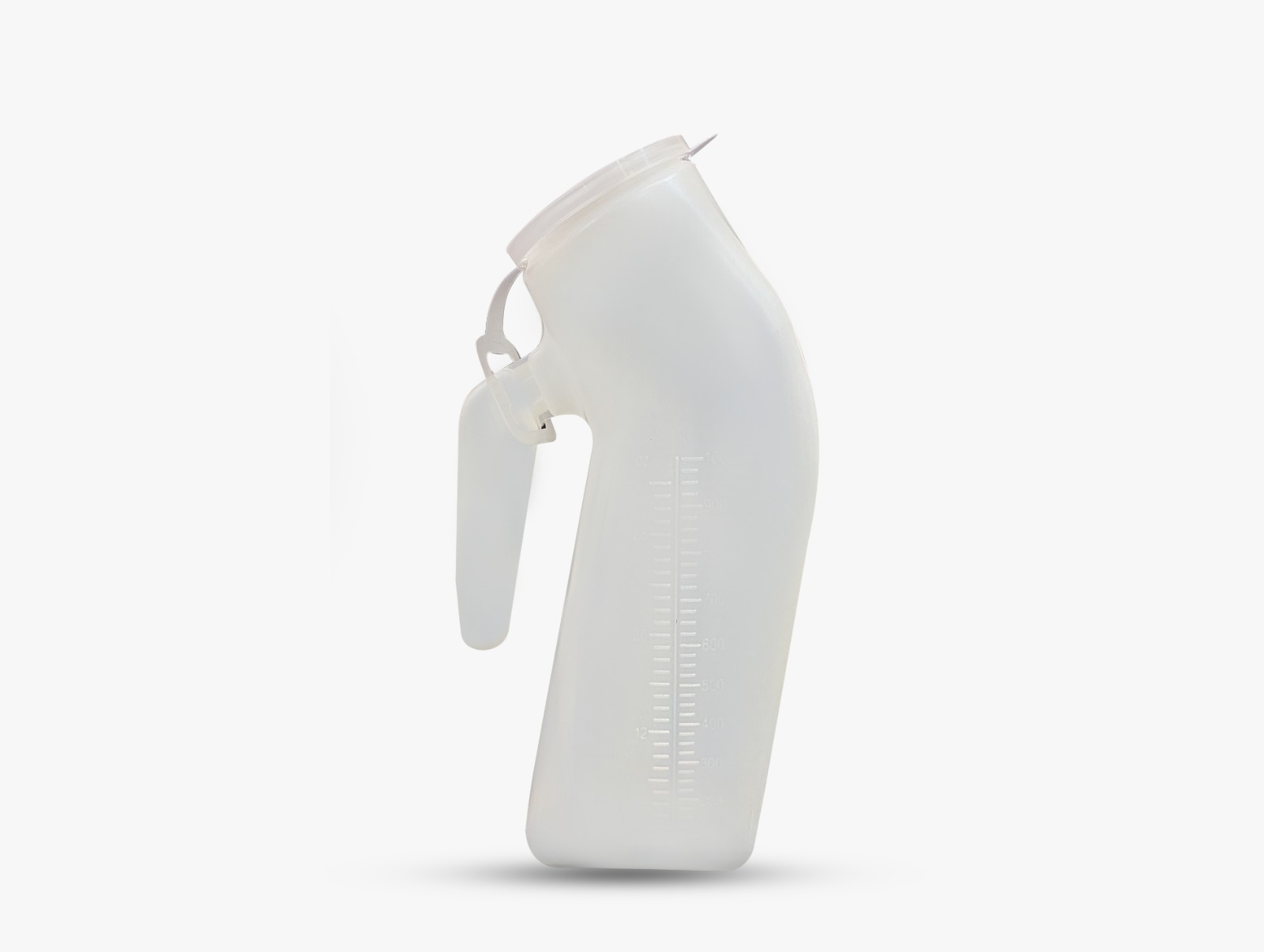 White male urinal with graduated markings